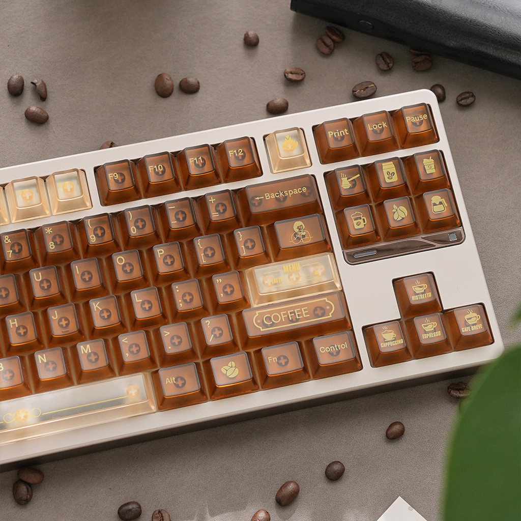 KeyGenius Coffee House Keycaps Foggy Transparent Brown PC Cherry