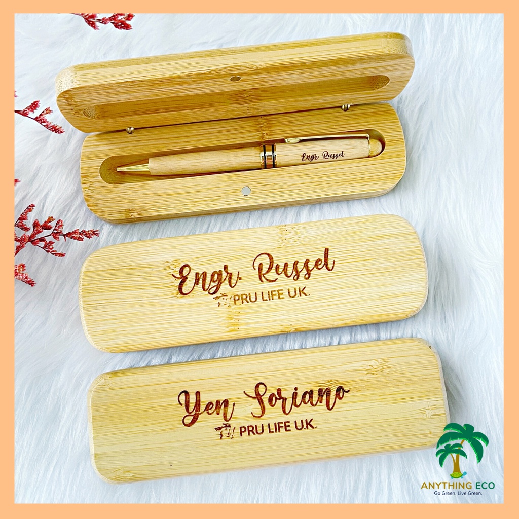 Personalized Bamboo PEN / BALLPEN with Wooden Case (Souvenir WEDDING