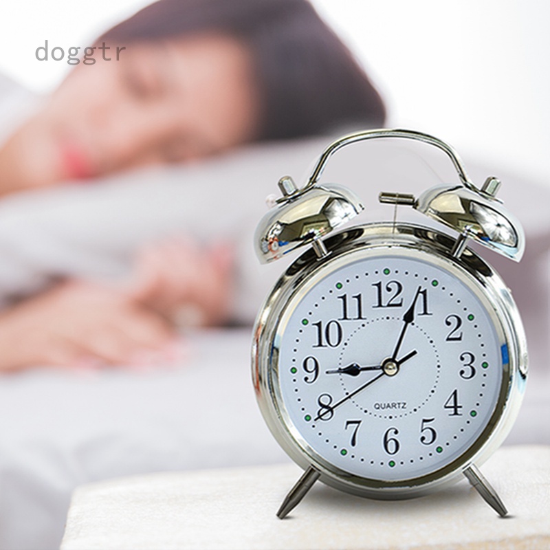 Analog 4 in Round Gold Alarm clock Metal Twin Bell Keywind Alarm Clock