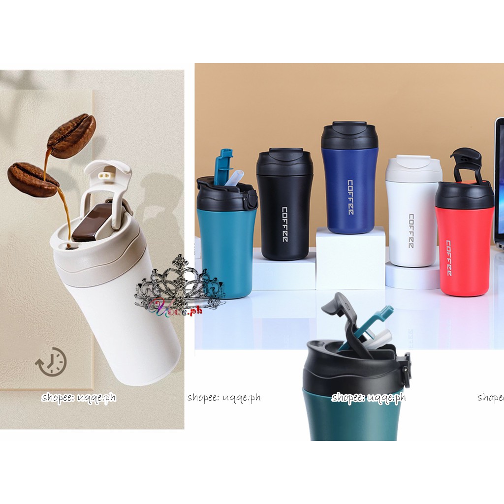 Tumbler 022 400ml Double Stainless Steel Thermos 2 Drinking Styles Vacuum Flask Shopee