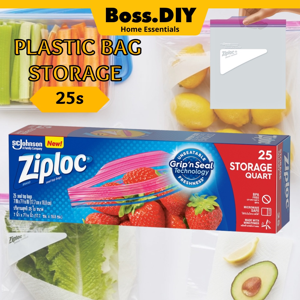 ZIPLOC Plastic Bag Storage Quart Easy Open Tabs 25s Shopee Philippines