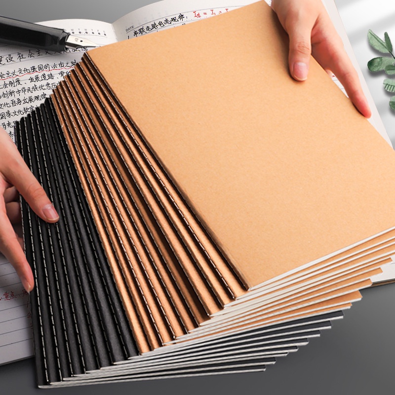36 Sheets 4 Style A5 Notebook Khaki Black Cover Workbook School Office
