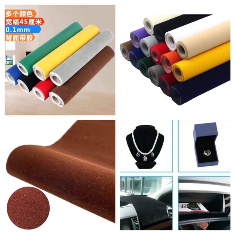 5 Meters self Adhesive Velvet Fabric Velour Felt Sticker Vinyl Film