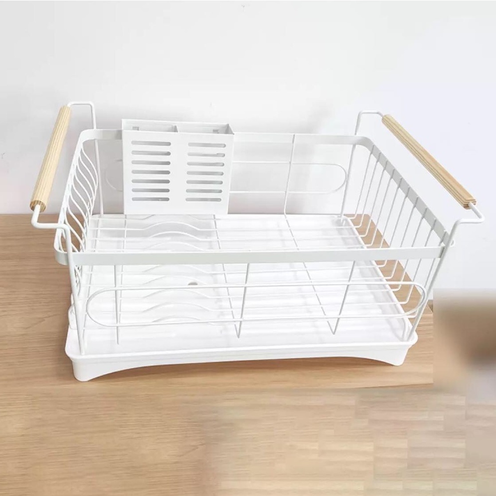 WG Kitchen Dish Rack Plates Holder Sink Draining Shelf Organizer Wood
