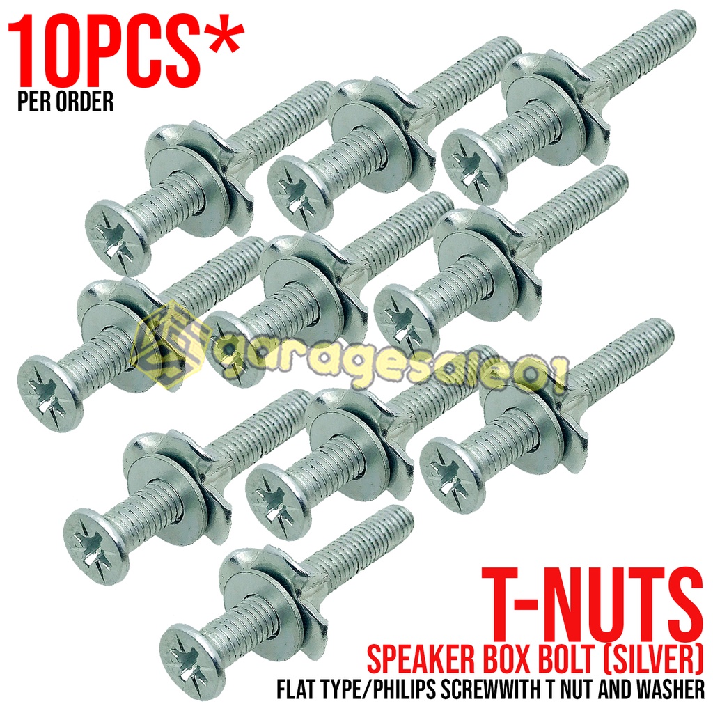 10PCS TNUTS TNuts TNUT Flat Type Speaker Box Bolt w/ T Nut and Washer