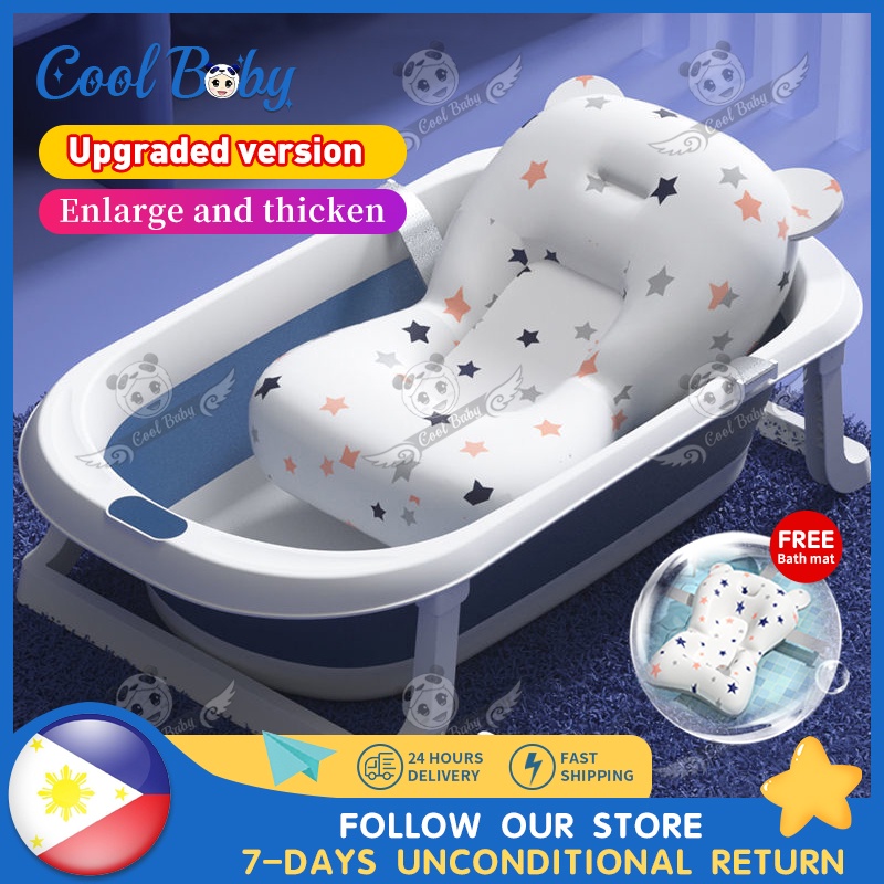 Baby Bath tub Newborn Foldable Bathtub Kids Large Size Bath Tub With Free Bath mat Set Shopee