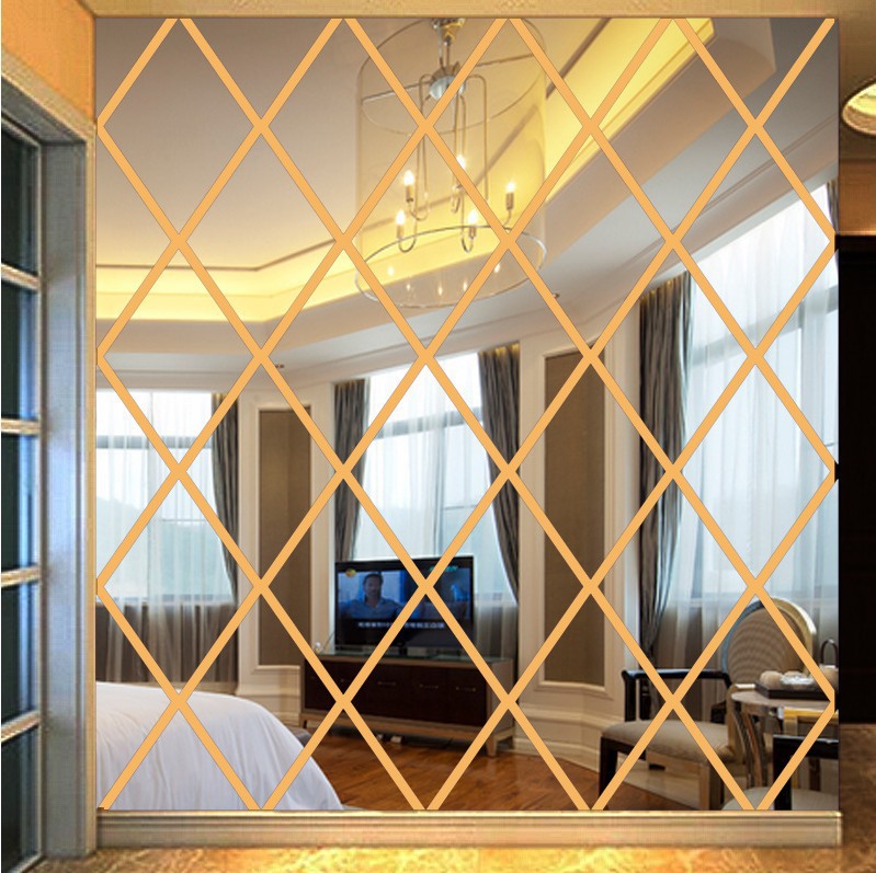 1Set DIY 3D Rhombus Acrylic Mirror Stickers/Wall Geometric Diamond
