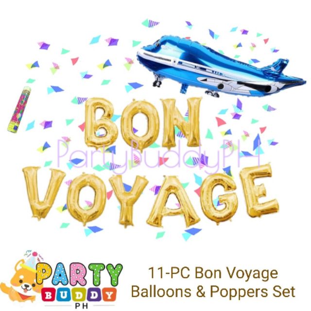 11pc BON VOYAGE Balloons + Poppers Set Shopee Philippines