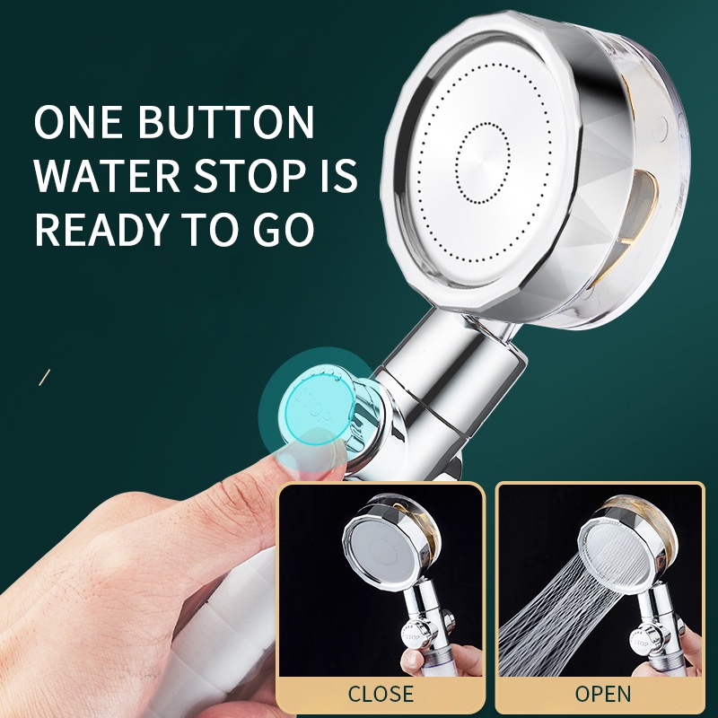 Propeller Shower Head Water Saving Flow 360 Degrees Rotating With Fan