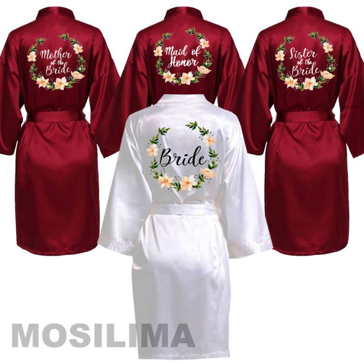 Satin Silk bride robe Wedding Robe Bridesmaid Bride Dressing Gown
