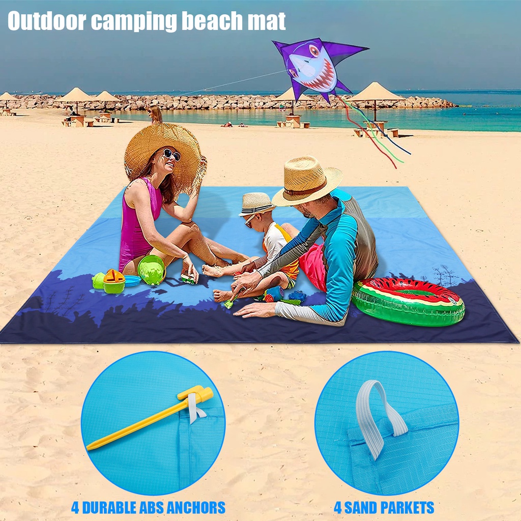 Beach Blanket Sandproof Picnic Outdoor Mat 82.6x39.3" Portable Waterproof Fast Drying Beach Rugs