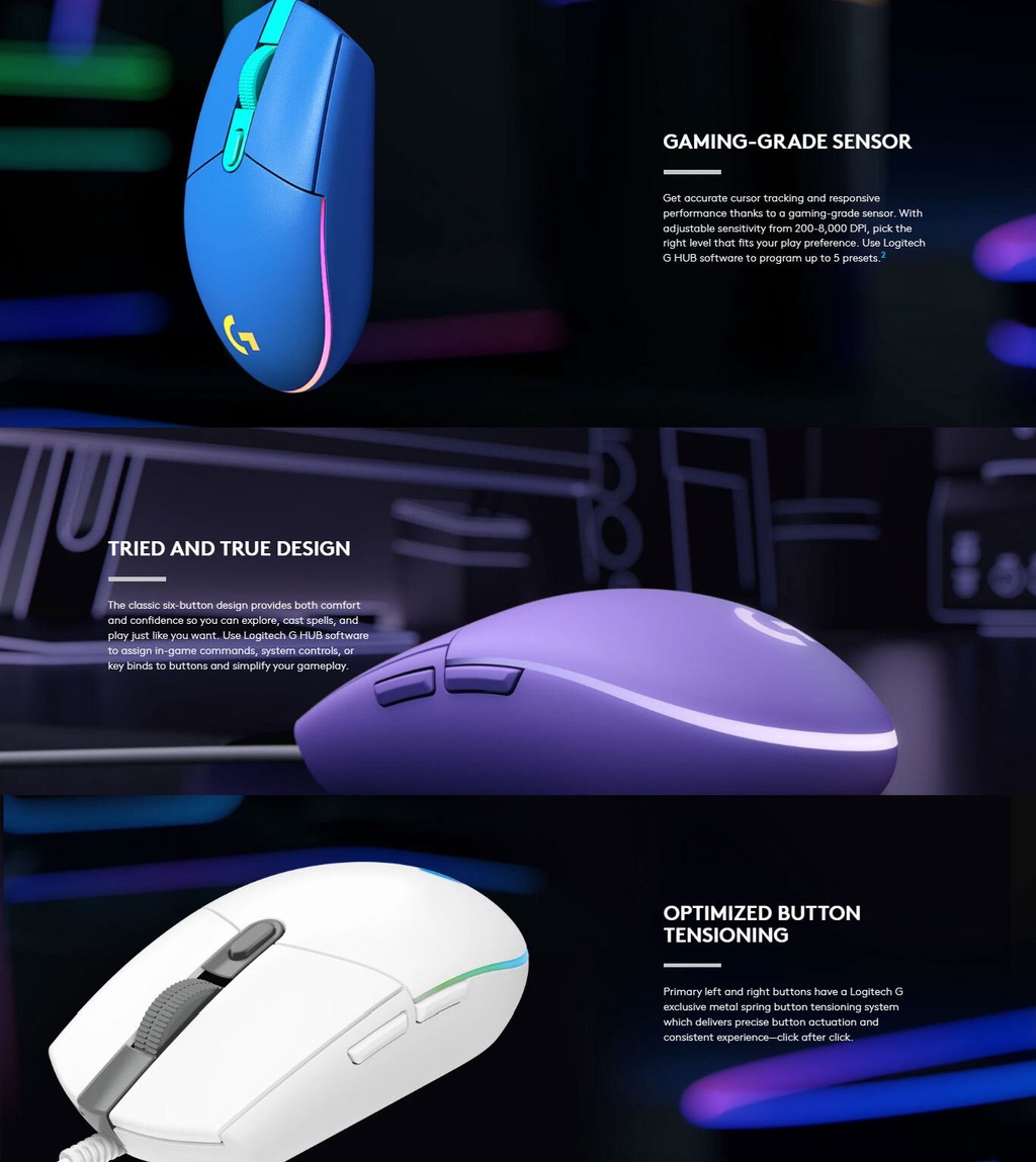 Logitech G203 2nd Gen 8,000 DPI, LIGHTSYNC RGB Wired Gaming Mouse Shopee Philippines