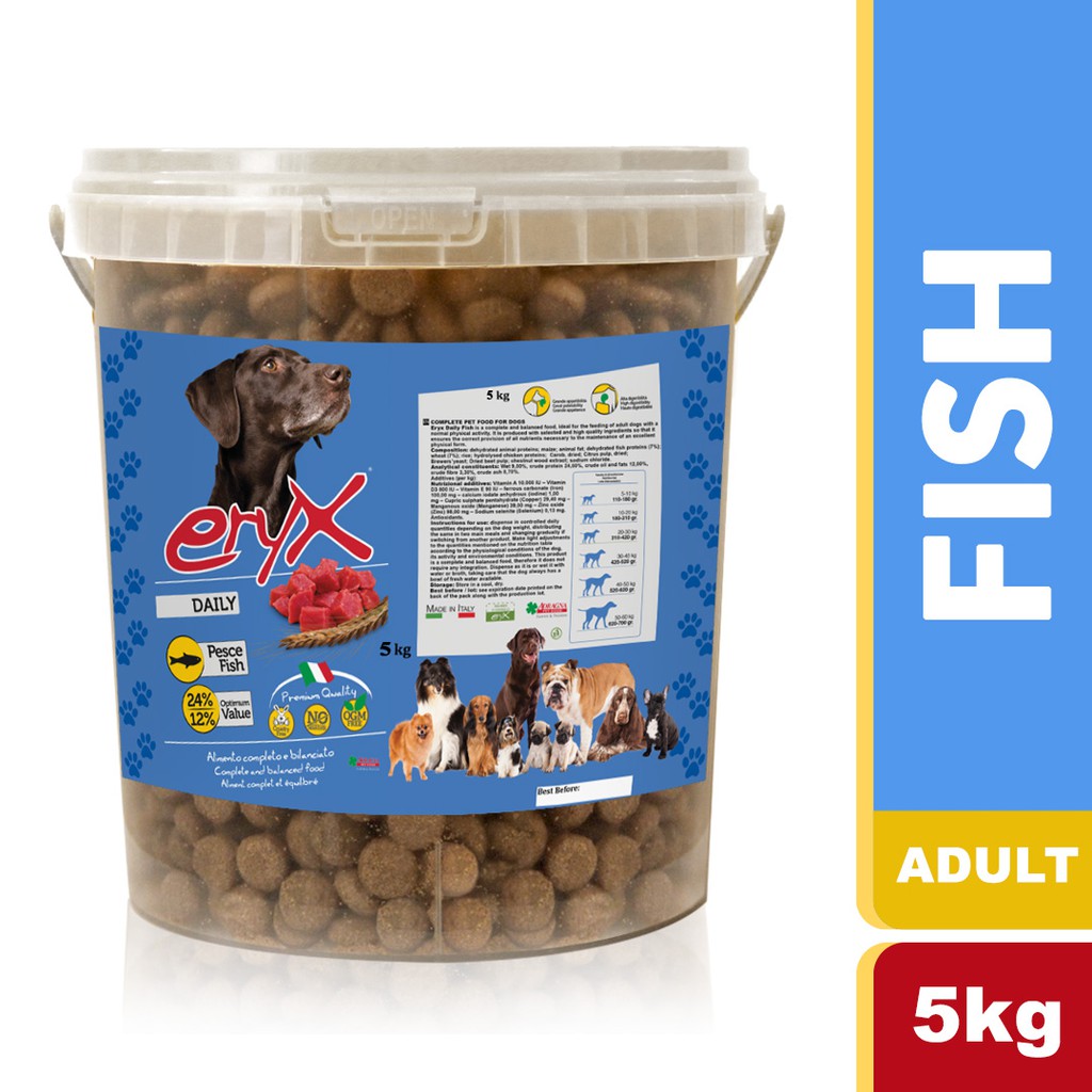 Eryx Premium Adult Dog Food FISH 5kg (Made in Italy) Dog Foods Dry Dog Food Shopee Philippines