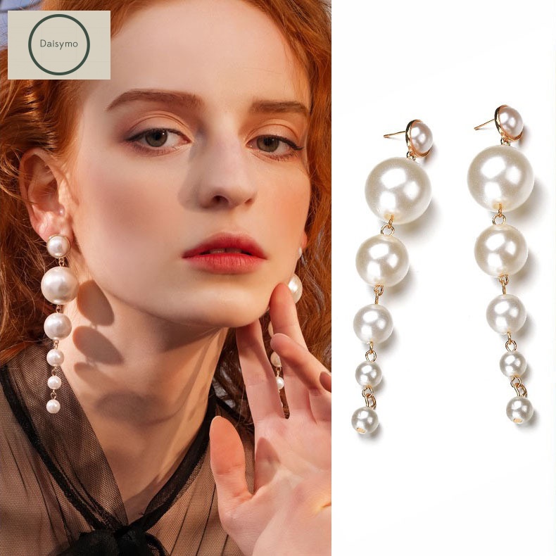 [COD] Long Earrings Korean Earrings Simple with Imitation Pearl