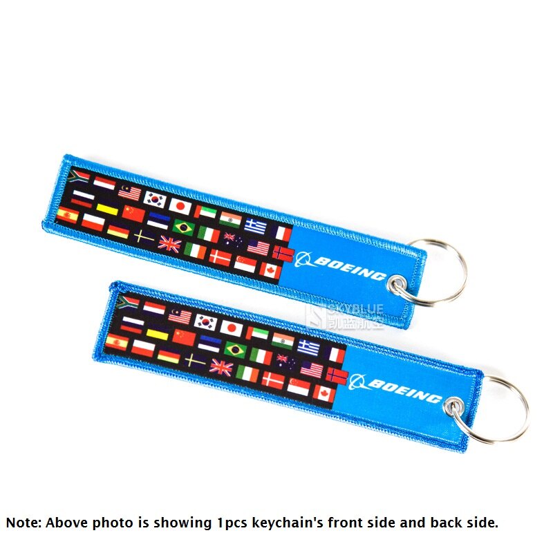 Boeing Keychain Key Ring Luggage Tag with world national flags
