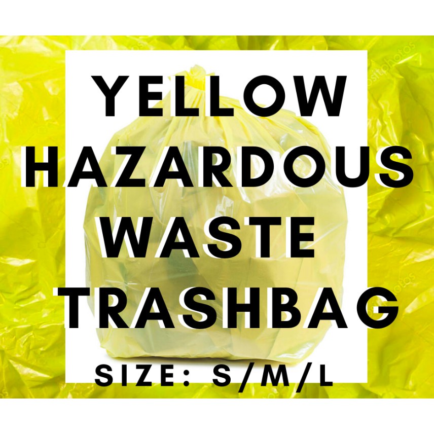 【Ready Stock】 Yellow Hazardous Waste Plastic Trash Bags For disposal of