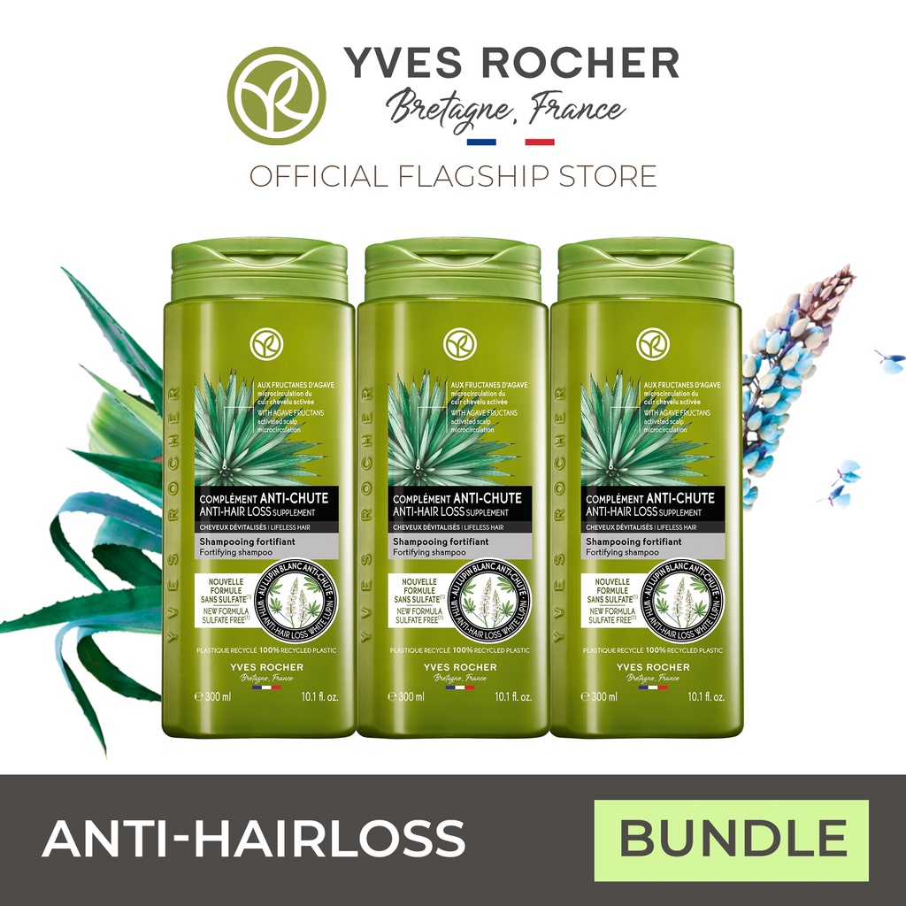 YVES ROCHER Anti Hair Loss Hair Grower Shampoo Bundle of 3 on SALE for
