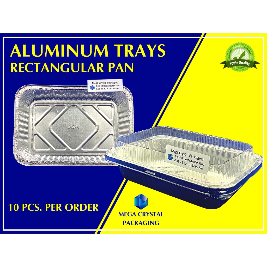 [ 10 Pcs. ] Aluminum Trays 848/44 Rectangular Tray with/without Plastic