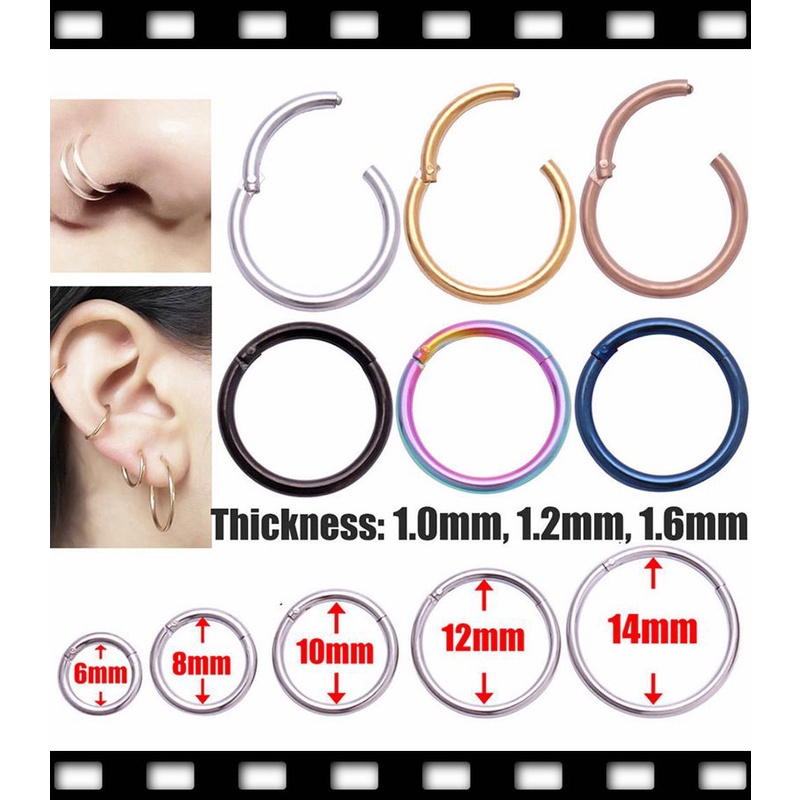 2022 New Nose Piercing Ring Surgical Steel Hinge Segment Septum Clicker