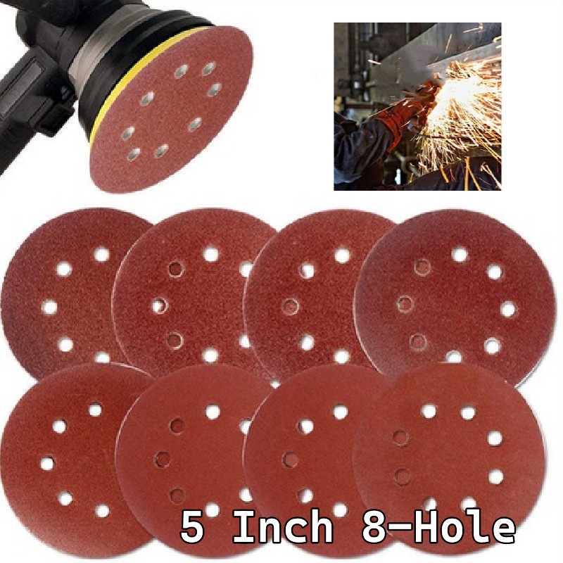 5 Inch 8Hole Abrasive round Velcro tape with sandpaper sheet pneumatic