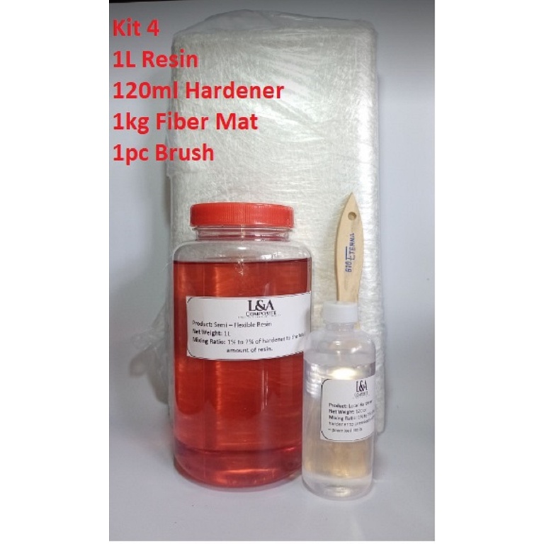 Fiberglass Set (M4) 1kg Resin, 120cc Hardener, 1kg CSM, w/ Brush Shopee Philippines