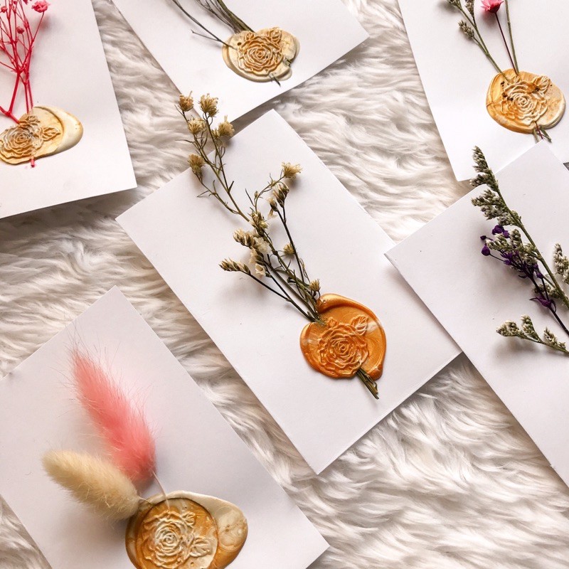 Letter Cards with real dried flowers and wax l seal Shopee Philippines