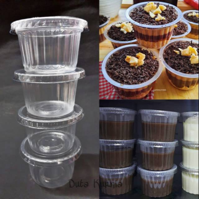 (ISI 50) Pudding Cup+Lid 120ml Jelly agaragar Chocolate Tape/Starfruit