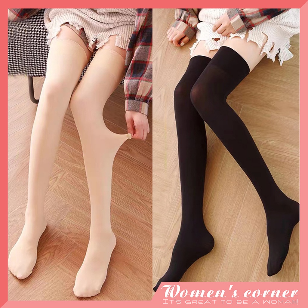 WM Women's Over-knee sock pure cotton over-knee non-slip tights sexy black sock | Shopee Philippines