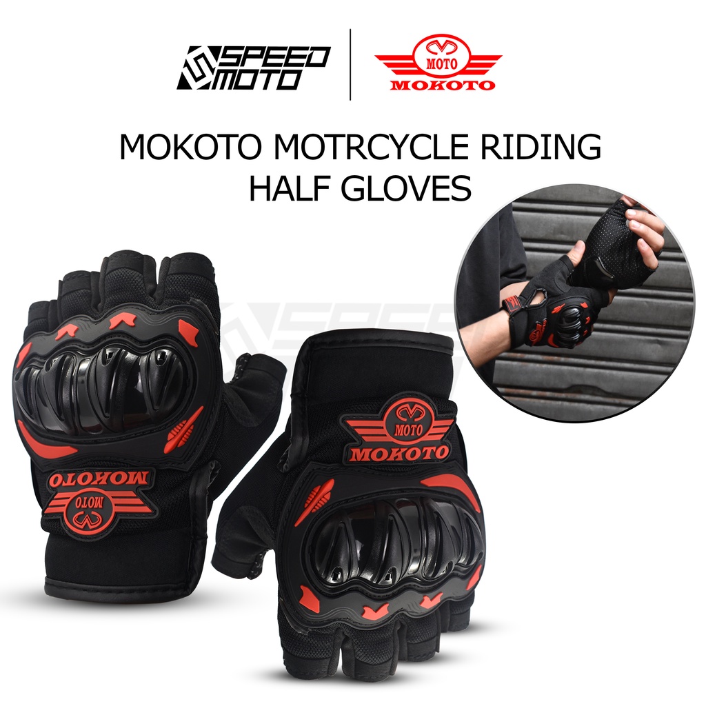 MOKOTO RIDING HALF GLOVES V2 ANTI SLIP WITH HARD KNUCKLE FOR MOTORCYCLE