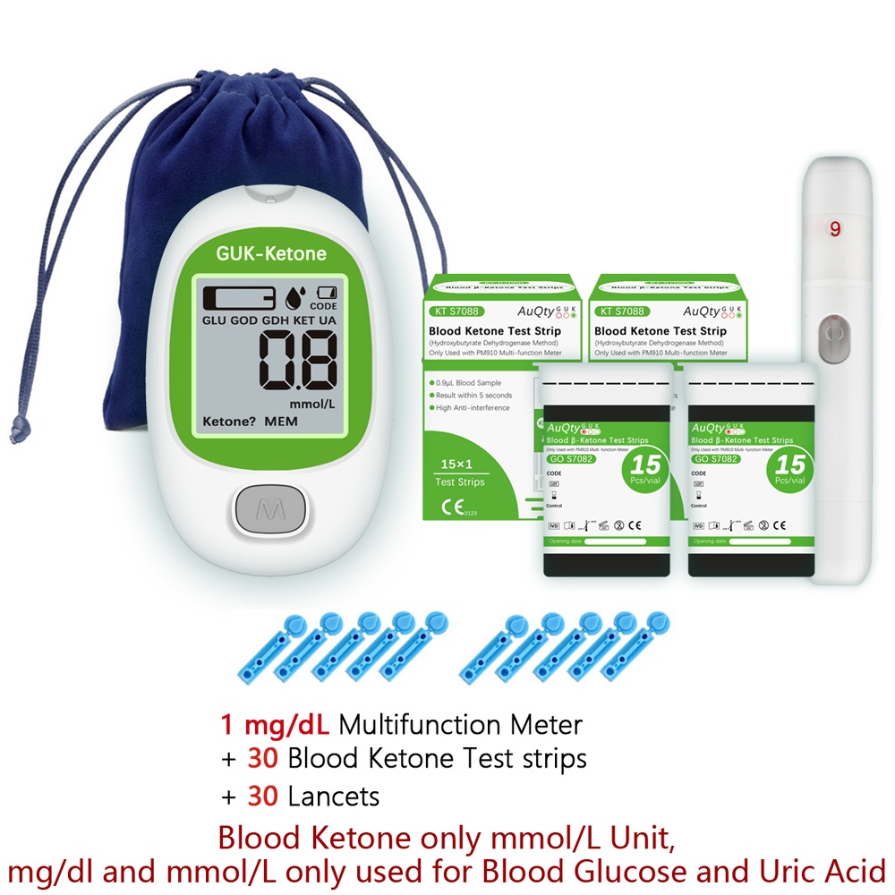 Blood Ketone Meter with Ketone Test Strip Lancets Ketone Monitor