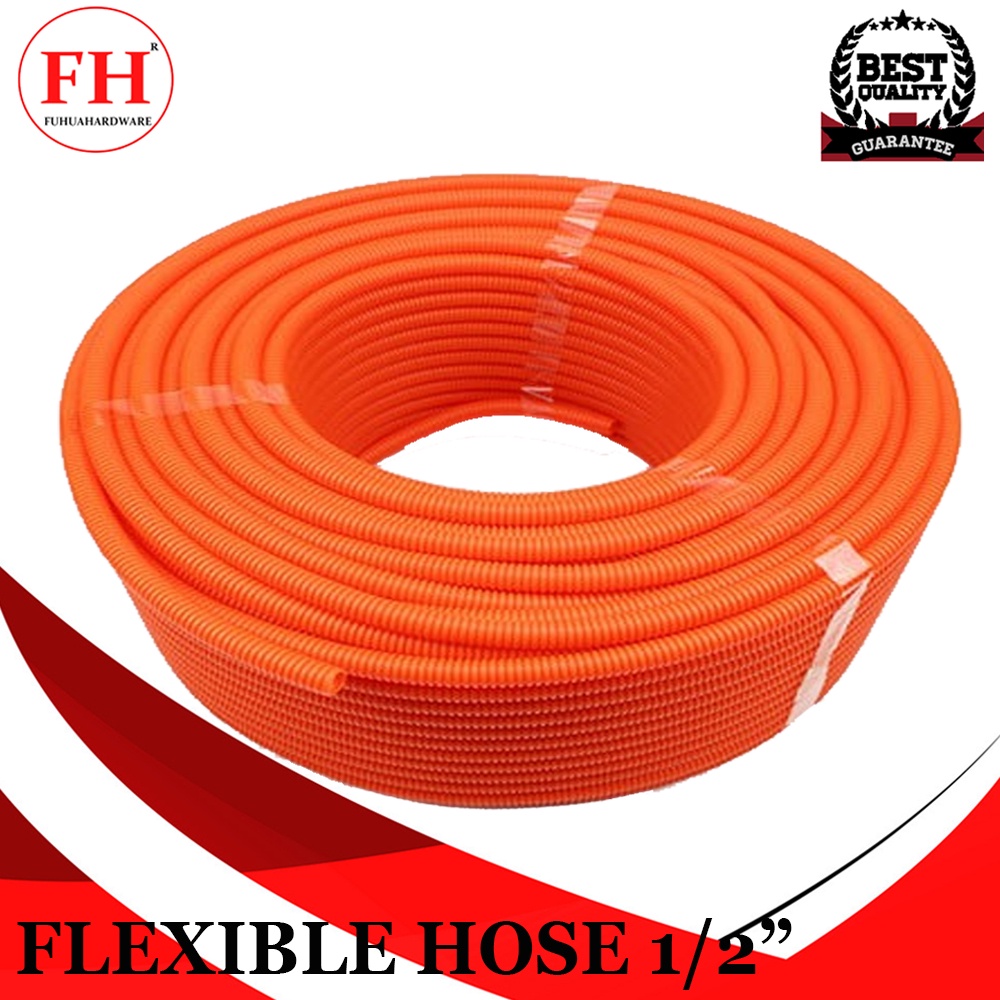 Orange PVC Flexible Hose (1/2 Inch) 50 Meters Orange PVC Corrugated