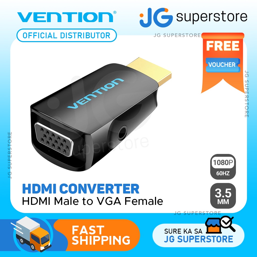 Vention HDMI Male to VGA Female Converter 1080p 60hz GoldPlated with 3.5mm Audio Port (AIDB0