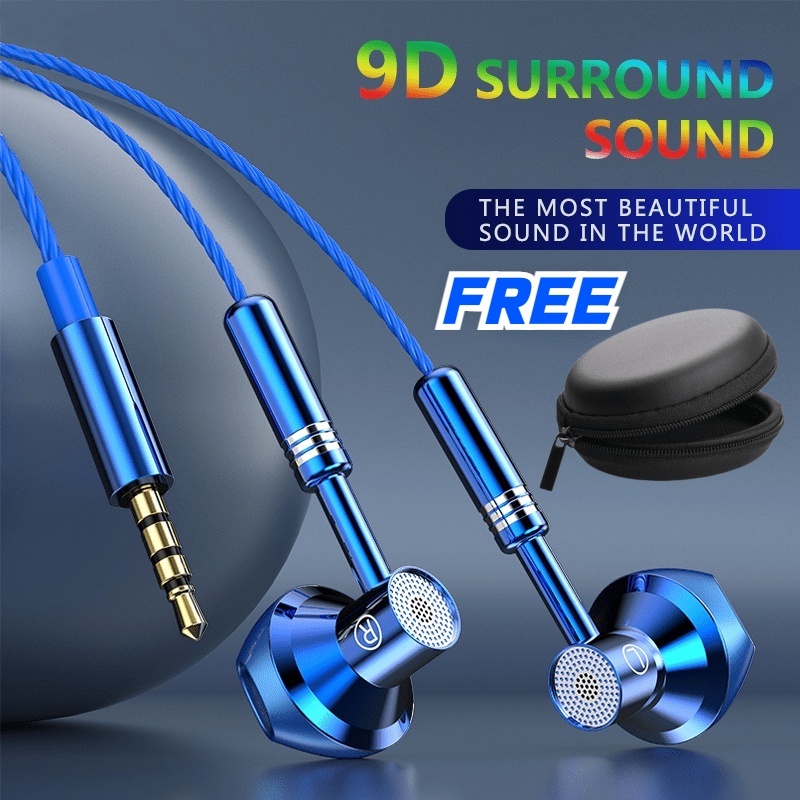Original Metal Earphone Wired Gaming Earphones With Microphone 9D Bass