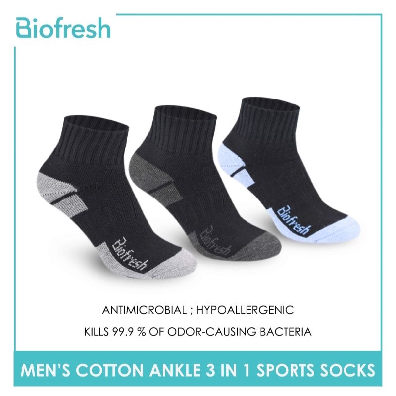 Biofresh Men's Cotton Ankle Thick Sports Socks 3 pairs in a pack RMSS07