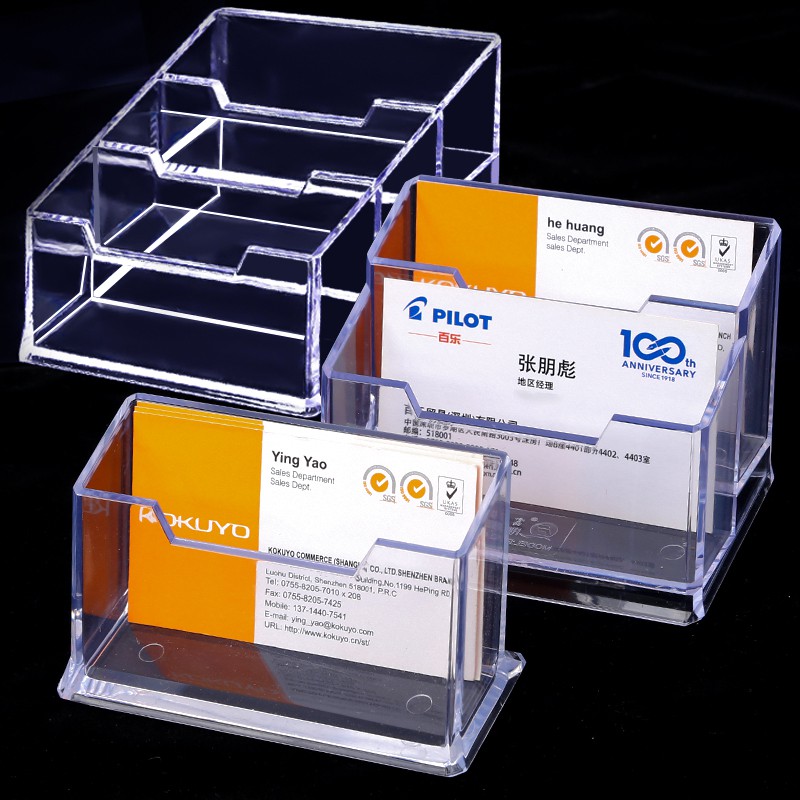 1pc Card Stand Box Transparent Desk Shelf Business Cards Holder Acrylic
