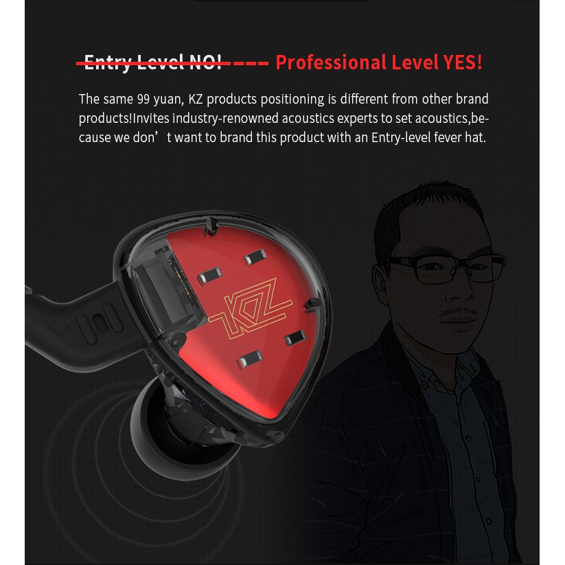 KZ ES4 In Ear Monitors Armature with Dynamic Hybrid Headset Earbuds