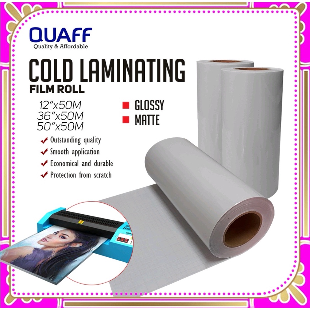 QUAFF Cold Laminating Film Roll 50 meters (12 inches / 36 inches