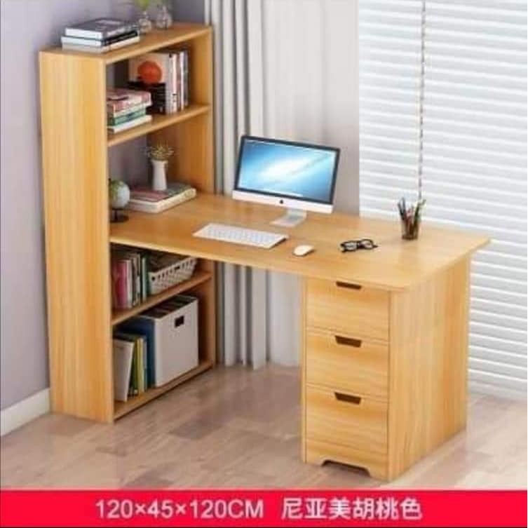 Computer PC Laptop Study Table with 4 layer bookshelf MAPLE and 3
