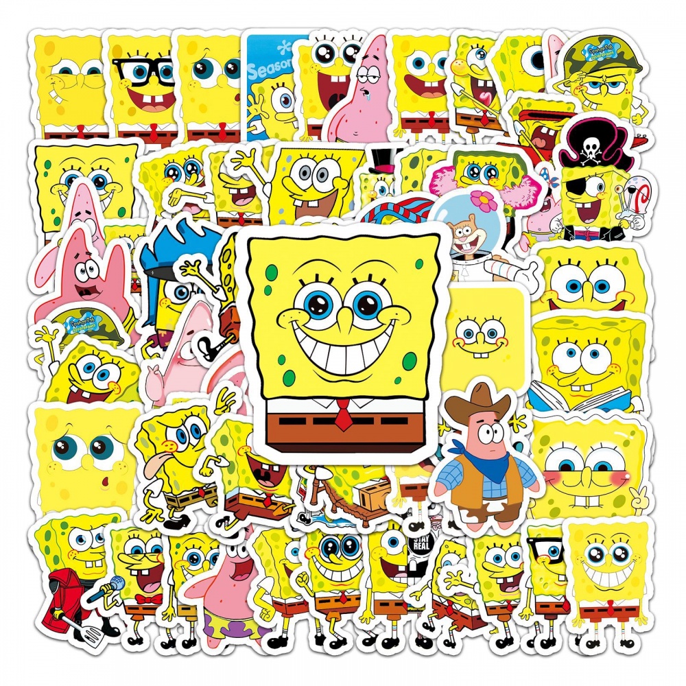 60 cartoon spongebob stickers waterproof luggage refrigerator