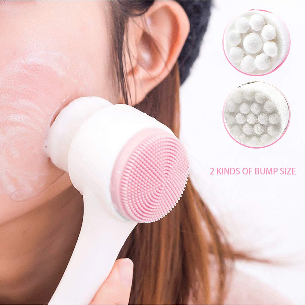 Go☛ Silicone Facial Cleanser Brush Face Cleansing Massage Two Sided