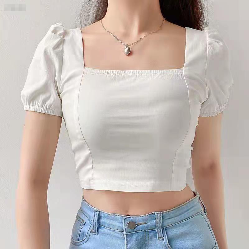 Millenial korean Puff sleeve Square Neck Crop top Shopee Philippines
