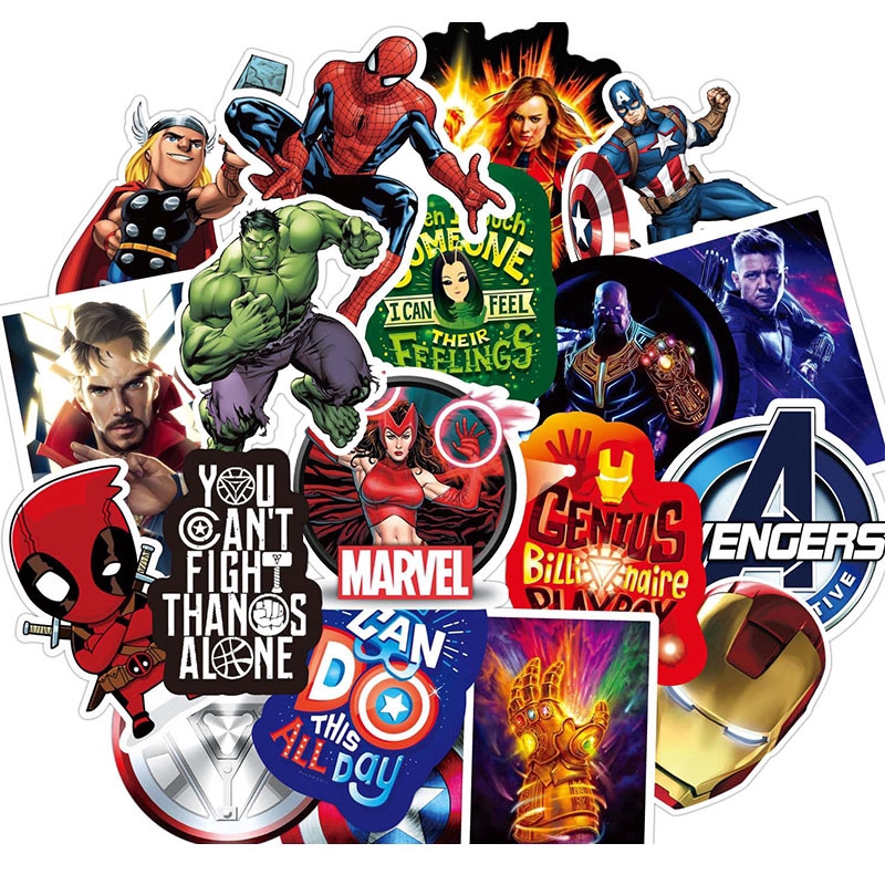 50pcs Marvel Avengers Endgame Stickers Super Hero Hulk Iron Man Spiderman Captain American