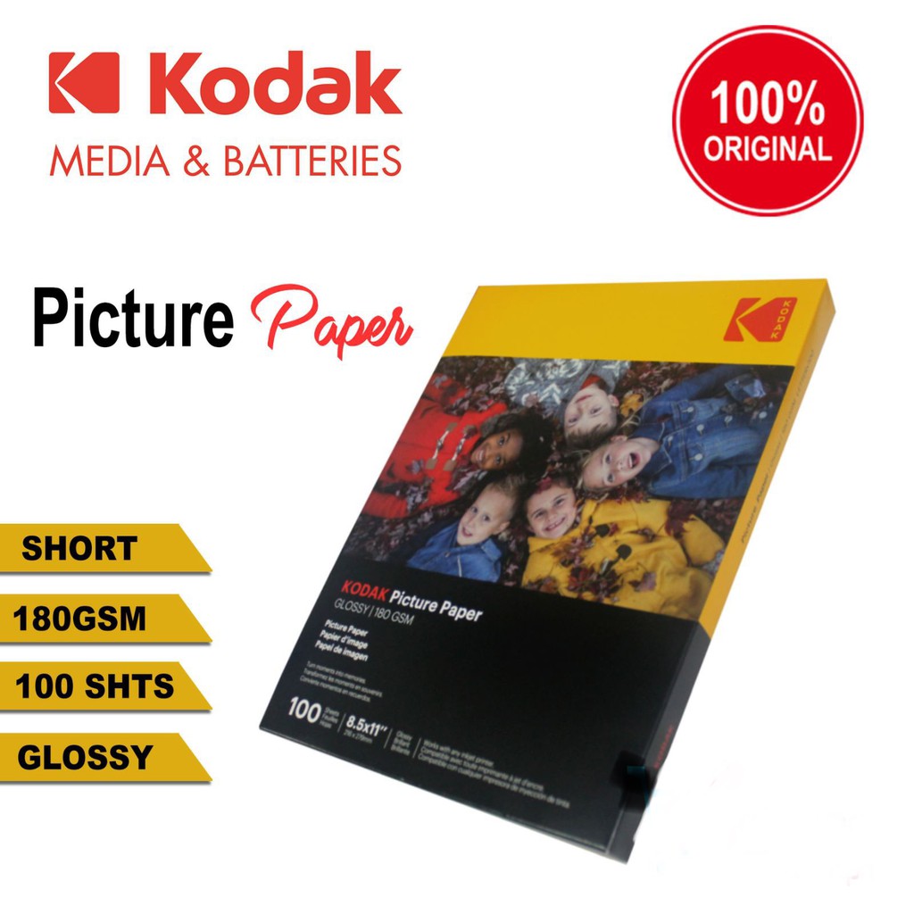 Kodak Inkjet Glossy Photo Paper Photopaper 180 gsm short 100 sheets
