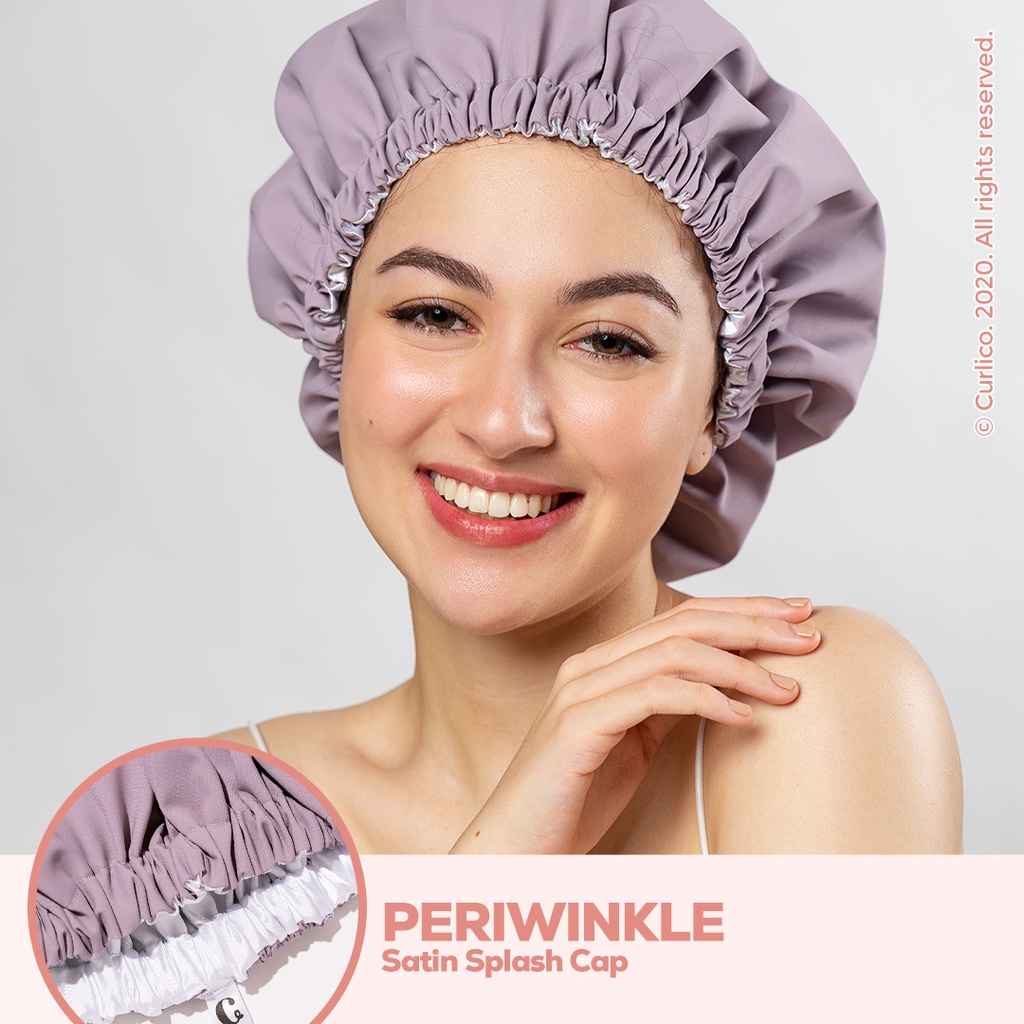 Curlico. Satin Splash Cap (Reversible & Reusable Waterproof Shower Cap / CGM) Shopee Philippines