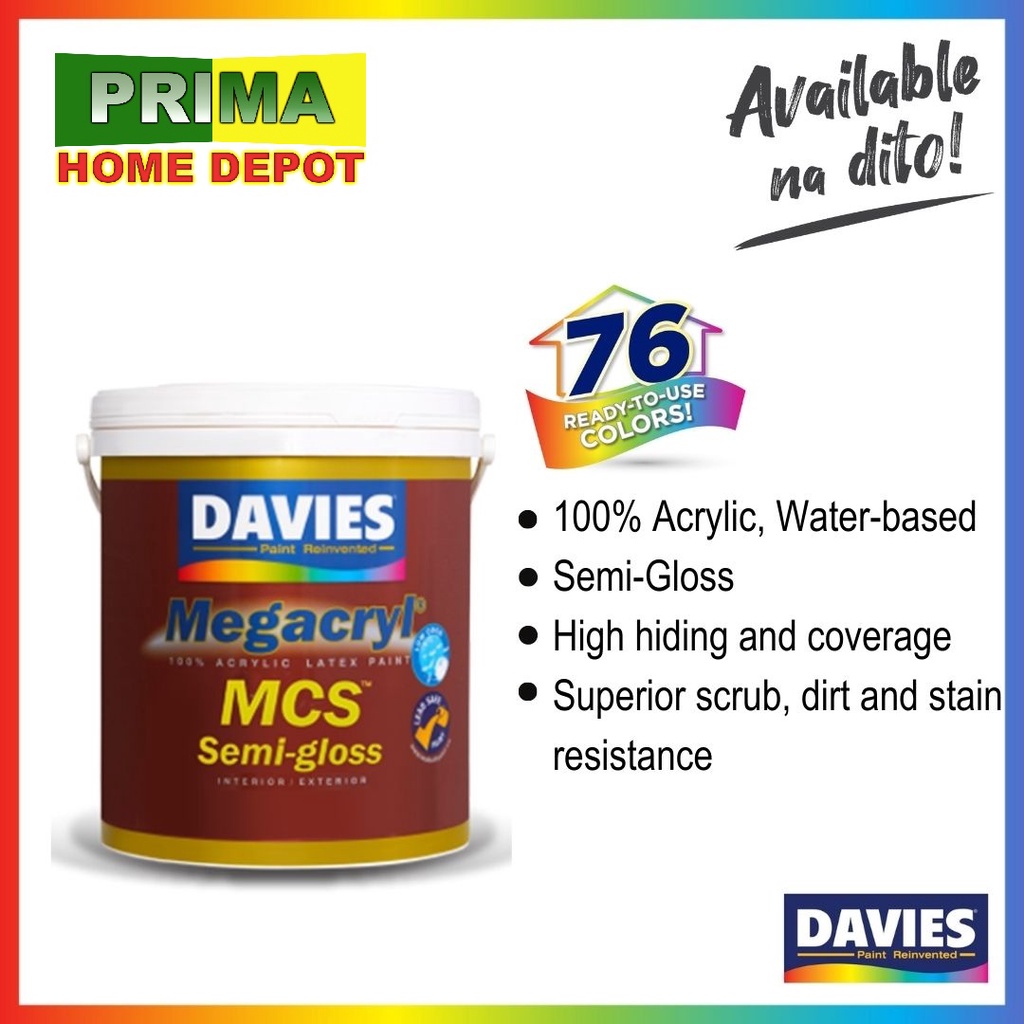 Davies Megacryl Semi Gloss Latex Paints (4 Liters / 1 Gallon) M to Z Colors Shopee Philippines