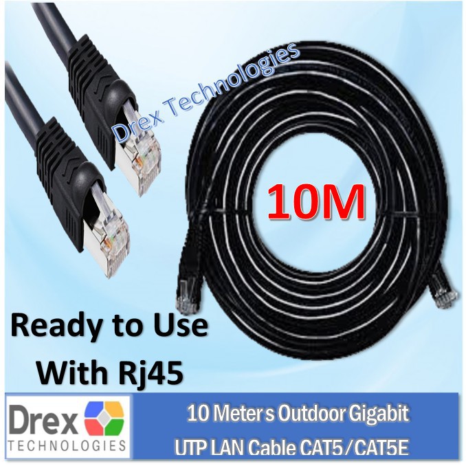 cables 10M Cat5 Outdoor Utp Lan Cable Cat5 Cat5E With Rj45 Metal