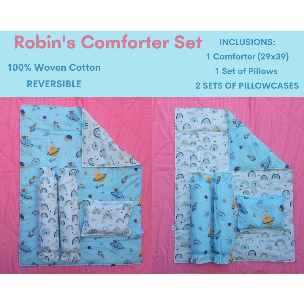 REVERSIBLE 7 in 1 Baby Comforter Set/ Baby Beddings (Robin's Comfy Set
