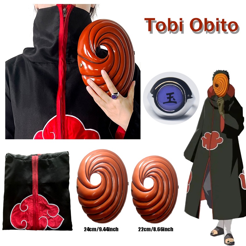 Adult Child Cape Costume Anime Naruto Akatsuki Long Sleeve Cloak Tobi