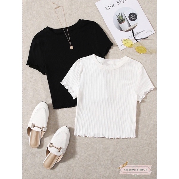 Awesome Plus Size Cotton Knit Lettuce Top 31088 Shopee Philippines