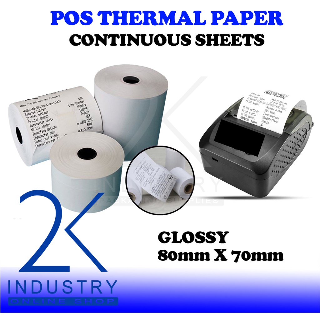 1 ROLL Thermal POS Receipt Paper Glossy Paper 80MM x 70MM POST PAPER